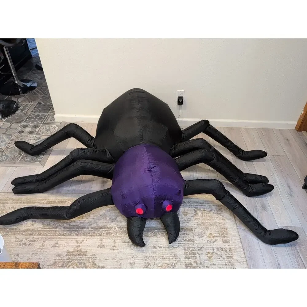Huge‎ Chrisha Creations Inflatable Lighted Black and Purple Spider 5 ft x 6 ft.